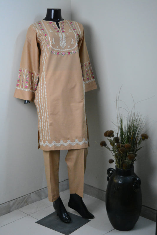 2 PCS STITCHED-EMBROIDERED LAWN SUIT